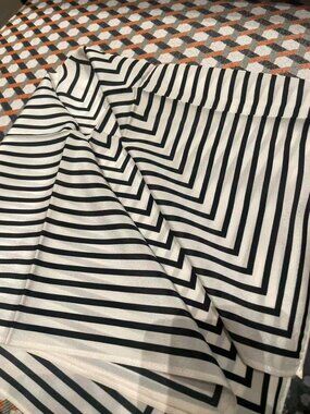 TOTEME Black White Striped Silk Scarf